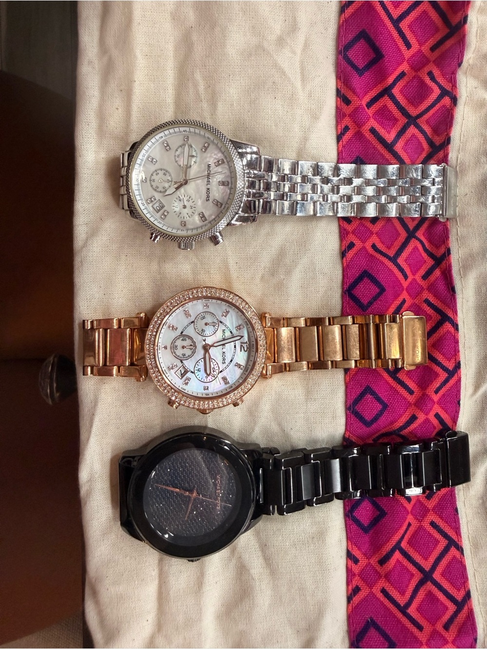 Michael Kors Silver, Rose Gold & Black Men’s Watch Set